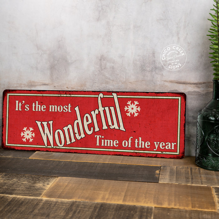 Wonderful Time of the Year Holiday Christmas Metal Sign 106180065006