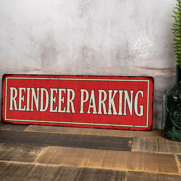 Reindeer Parking Holiday Christmas Metal Sign 106180065014