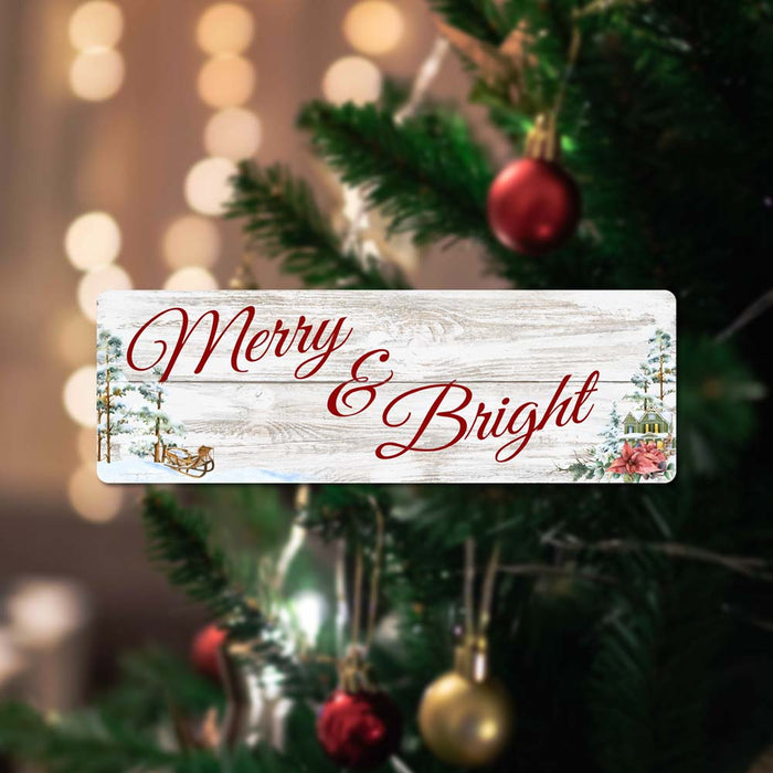 Merry and Bright Holiday Christmas Wall Decor Rustic Vintage Metal Sign 106180065022