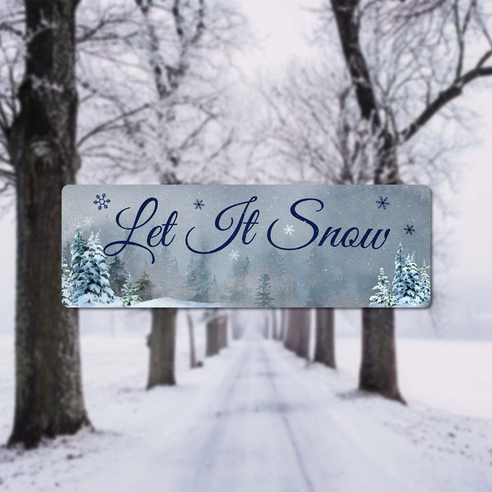 Let It Snow Holiday Christmas Wall Decor Vintage Rustic Metal Sign 106180065023