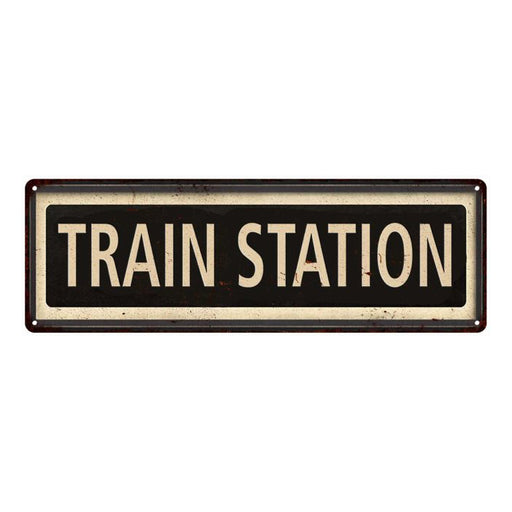 Framed Train Station Vintage Looking Metal Sign Home Decor 6x18 106180066002