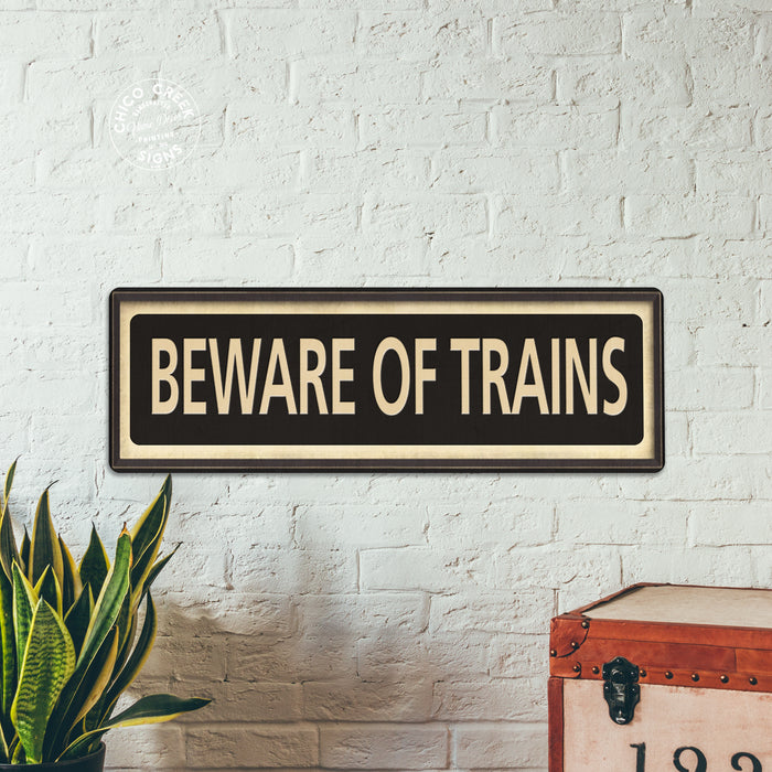 Beware of Trains Vintage Looking Metal Sign Home Decor 106180066022