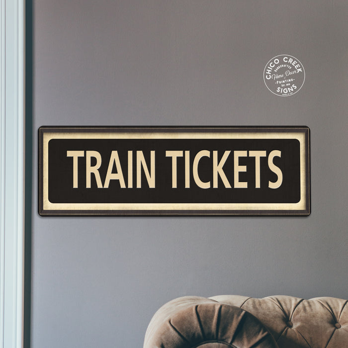 Train Tickets Vintage Looking Metal Sign Home Decor 6x18 106180066027