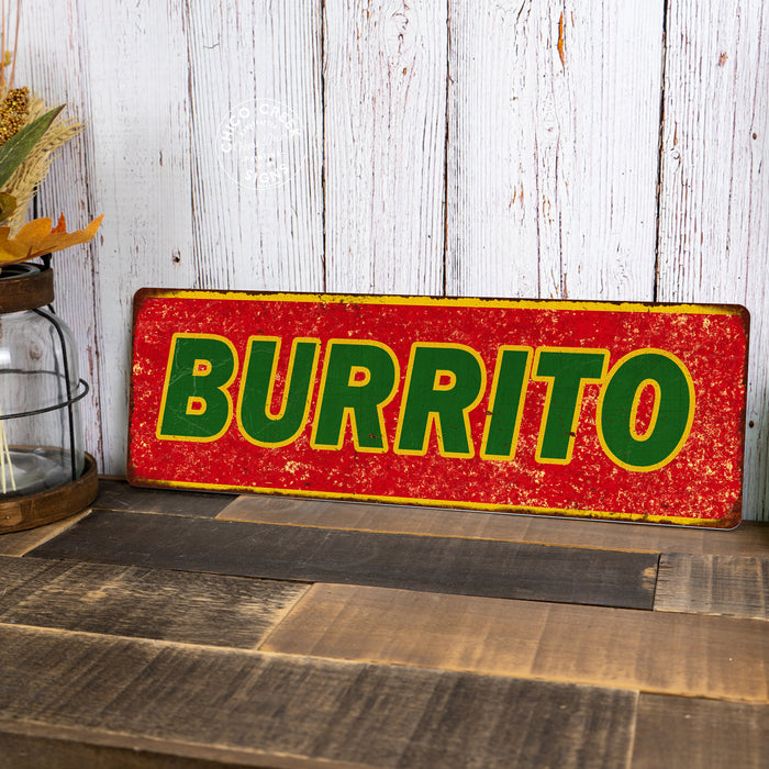 Burrito Vintage Look Restaurant Food Metal Sign