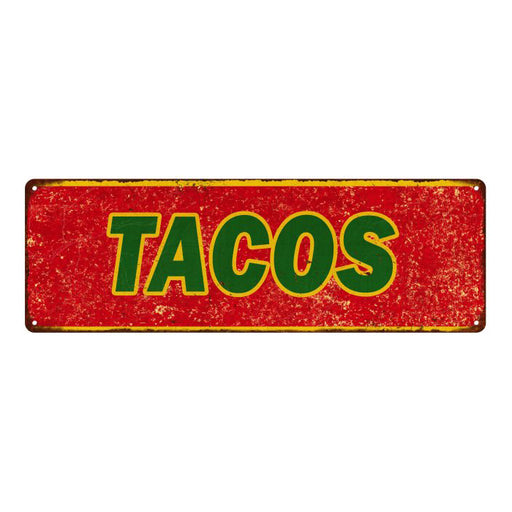 Tacos Vintage Look Restaurant Food Metal Sign 6x18 106180067003