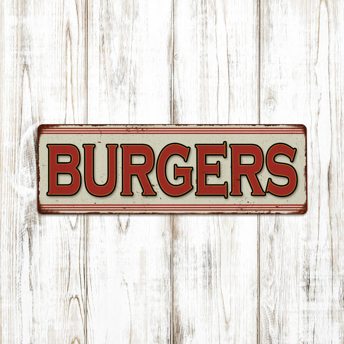 BURGERS Restaurant Diner Food Vintage Look Metal Sign 106180068005