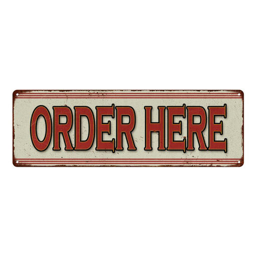 Order Here Restaurant Diner Food Vintage Look Metal Sign 6x18 106180068008