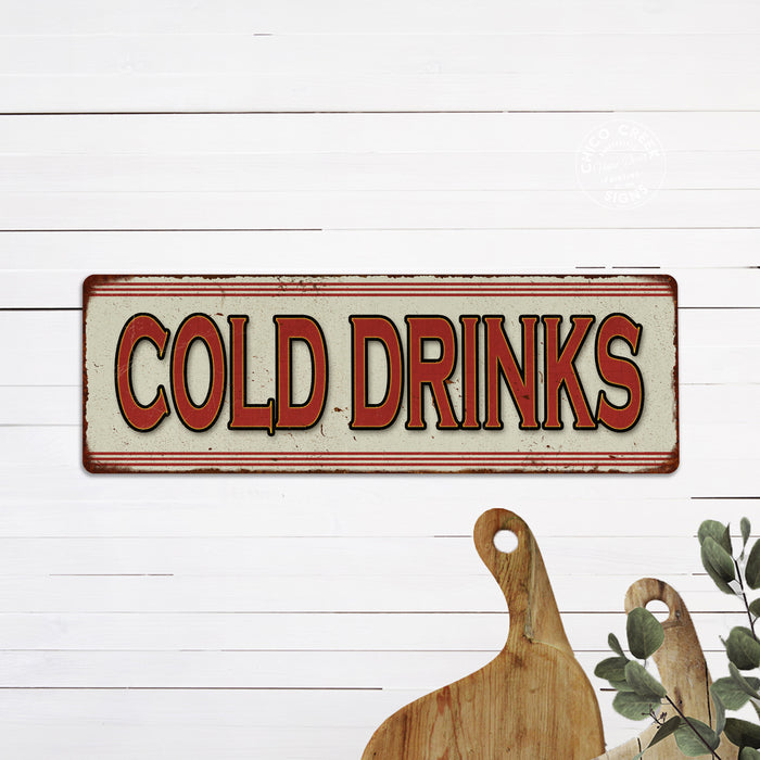 Cold Drinks Restaurant Diner Food Vintage Look Metal Sign 106180068010