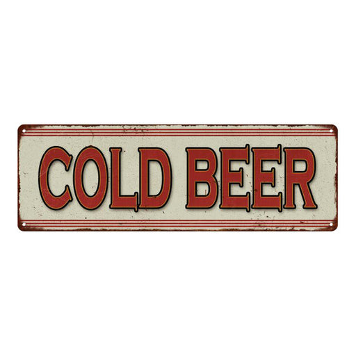 Cold Beer Restaurant Diner Food Vintage Look Metal Sign 6x18 106180068014
