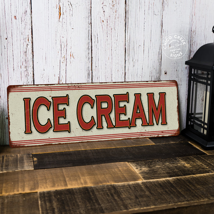 Rustic Sign Ice Antique Aluminum Ice Cream Signs
