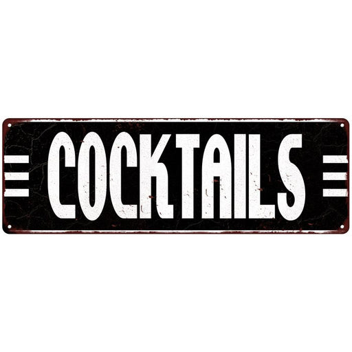 Cocktails Bar Alcohol Vintage Looking Metal Sign 6x18 106180069017
