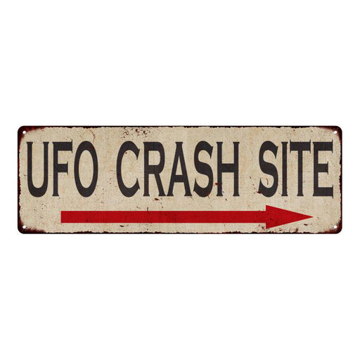 UFO Crash Site Vintage Look Home Decor Farmhouse Metal Sign 6x18 106180071021