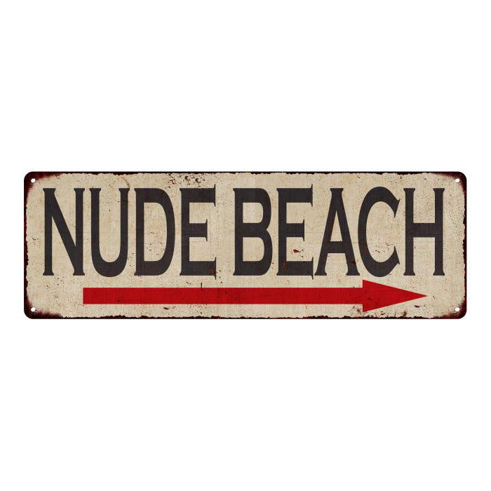 Nude Beach Vintage Look Home Decor Farmhouse Metal Sign 6x18 106180071023