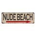 Nude Beach Vintage Look Home Decor Farmhouse Metal Sign 6x18 106180071023