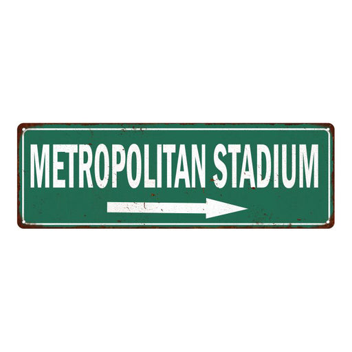Metropolitan Stadium Vintage Look Ballpark Baseball Metal Sign 6x18 106180073013