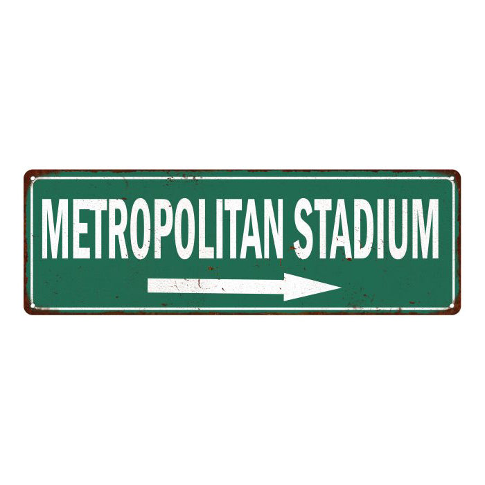 Metropolitan Stadium Vintage Look Ballpark Baseball Metal Sign 6x18 106180073013