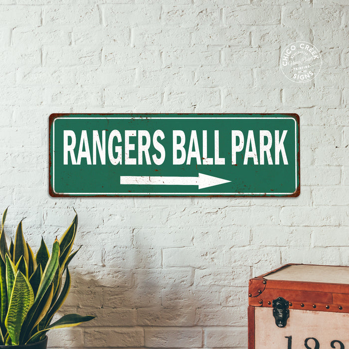 Rangers Ball Park Vintage Look Ballpark Baseball Metal Sign 106180073014