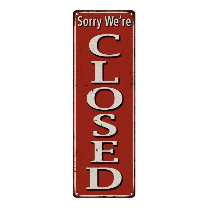 Sorry Closed Diner Restaurant Vintage Looking Metal Sign 6x18  106180074006