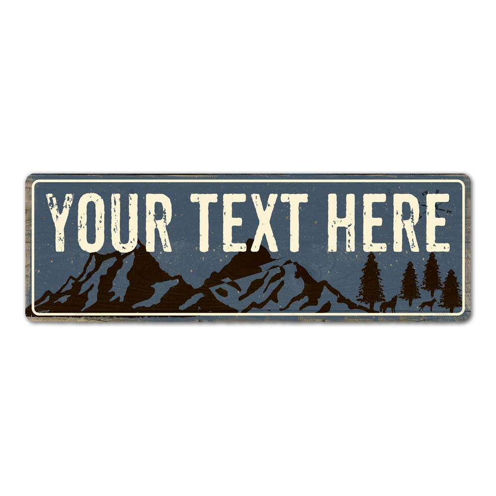 Custom Sign w/ Mountains Blue — Chico Creek Signs