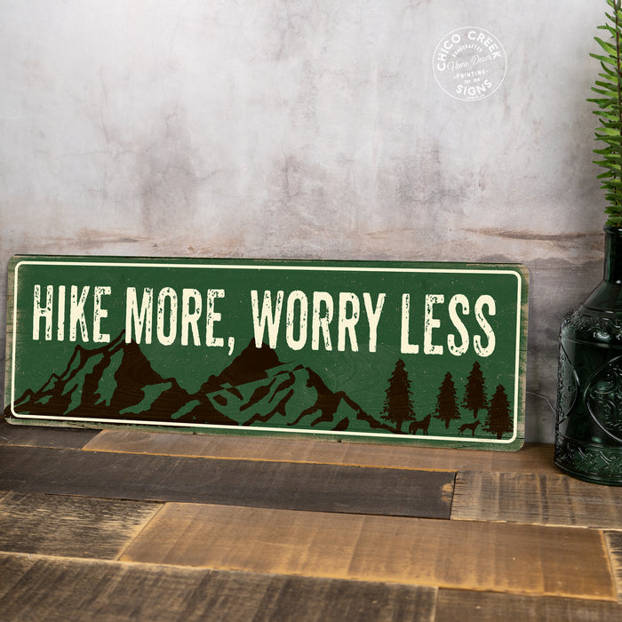 Hike More, Worry Less Camping Outdoors Metal Sign Gift 106180091007