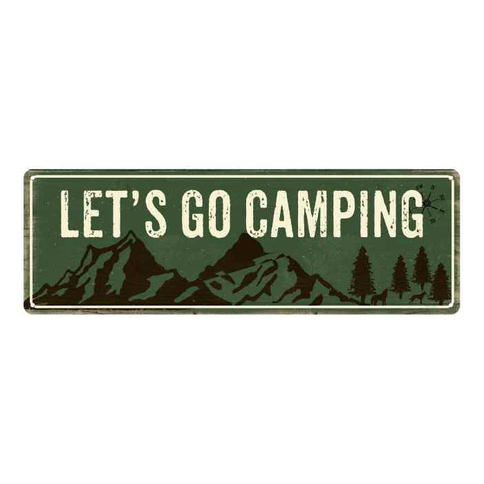 Let's Go Camping Camping Outdoors Metal Sign Gift 6x18 106180091008