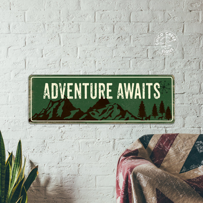 Adventure Awaits Metal Sign Green 106180091013