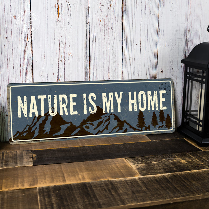 Nature Is My Home Blue Camping Outdoors Metal Sign Gift 106180091024