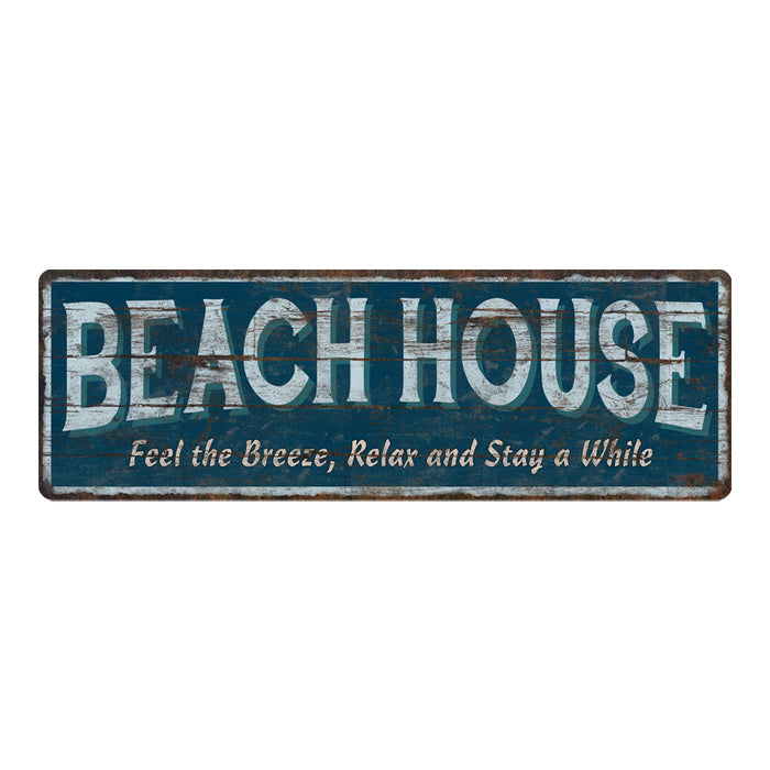 Beach House Rustic 6x18 Metal Sign Chic Retro