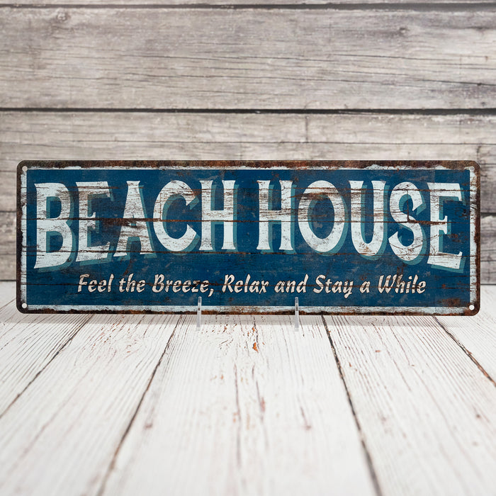 Beach House Rustic 6x18 Metal Sign Chic Retro