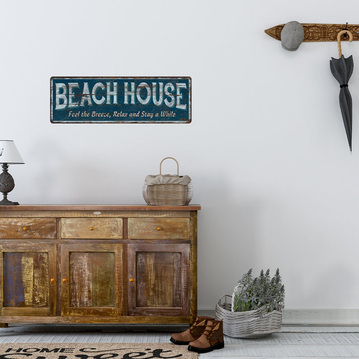 Beach House Rustic 6x18 Metal Sign Chic Retro