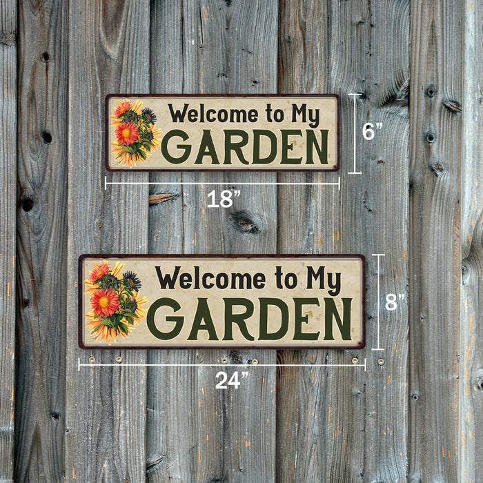 Welcome To My Garden Rustic She Shed Metal Sign 106180091031