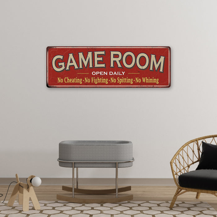Game Room Red Sign Vintage Decor Wall Signs Gameroom Decorations Ideas Games Arcade Retro Gamer Wall Art