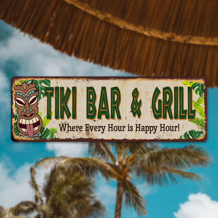 Tiki Bar and Grill Metal Sign 106180091034