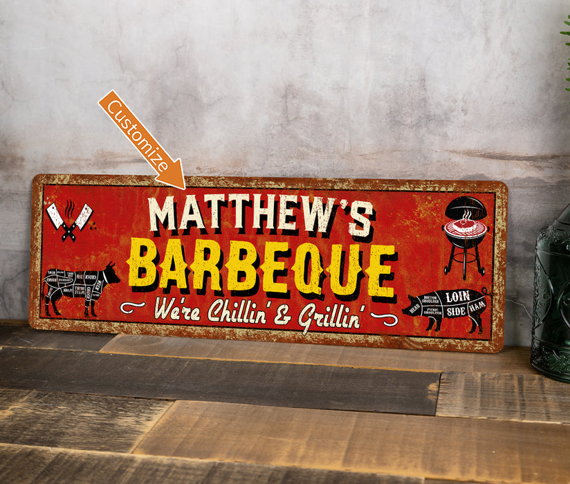 Personalized Name BBQ Custom Metal Sign 106180096001