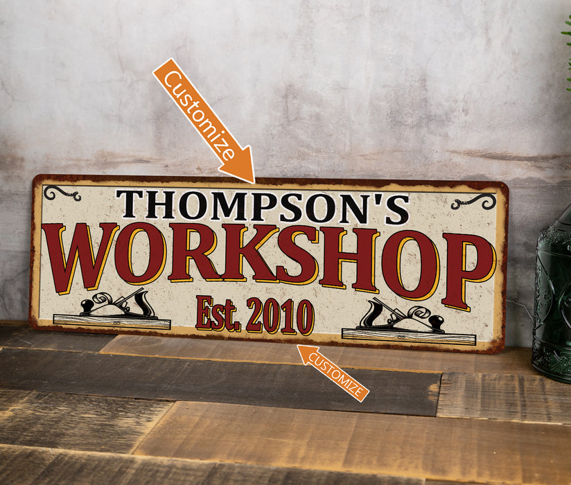 Personalized Name Workshop Sign Sign Man Cave Shop Garage Work Shop Wall Decor Custom Gift 106180104001