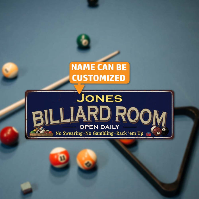 Personalized Billiard Room Blue Sign Game Room Pool 6x18 106180107001