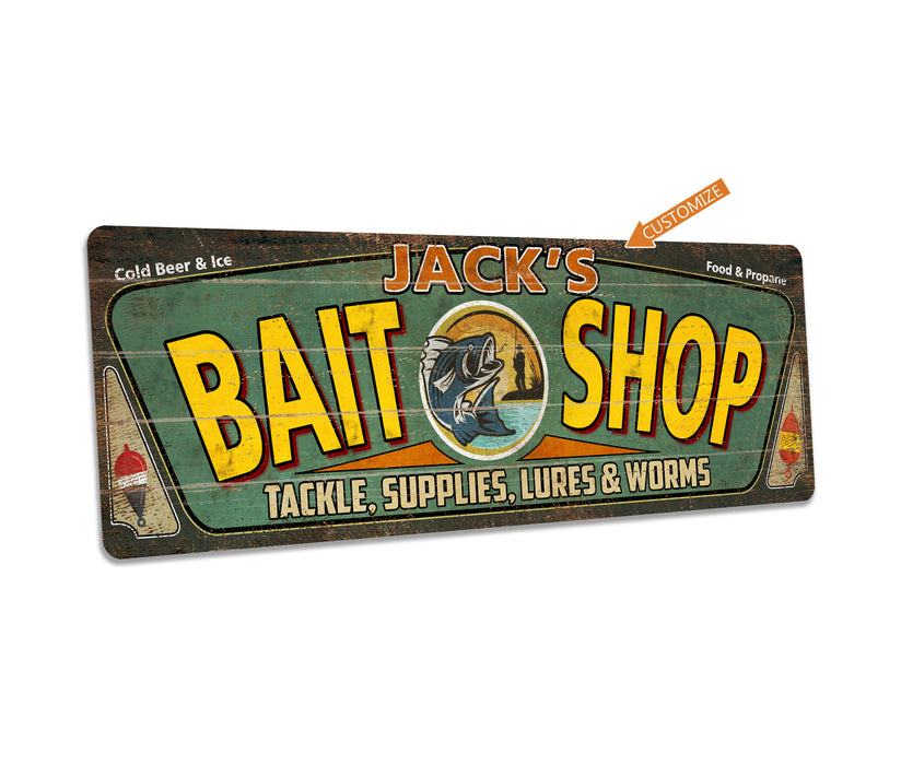 Personalized Bait Shop Sign Rustic Decor Vintage Fishing Sign Bait Tackle 106182002002