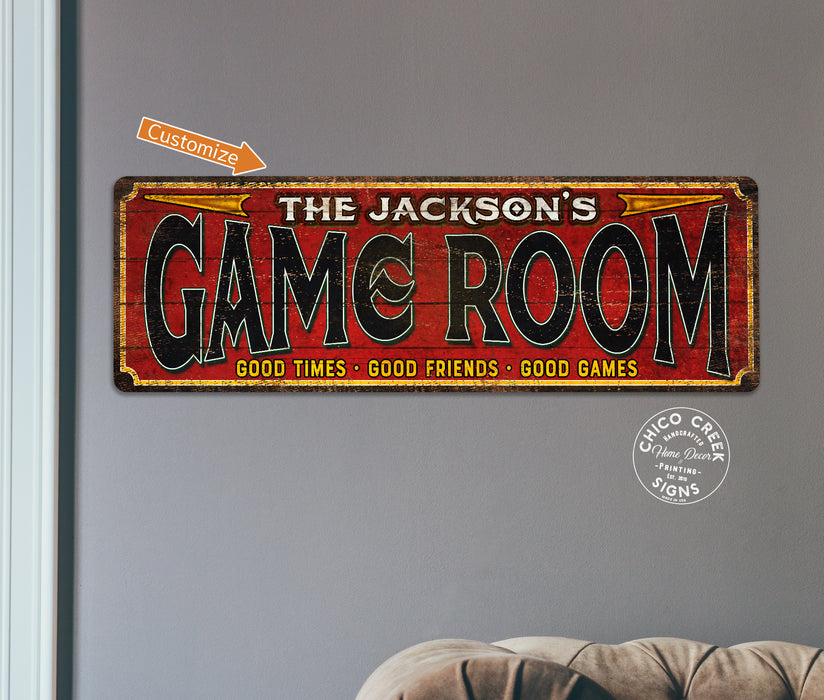 Personalized Game Room Sign Family Rec Room Board Games Pool Billiards Gift 106182002004