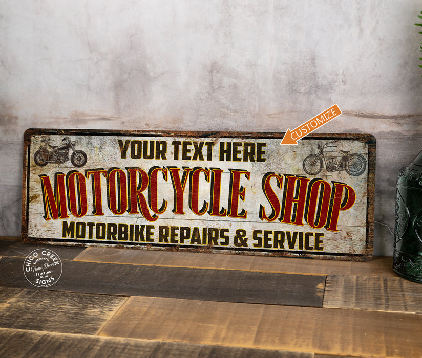 Personalized Motorcycle Shop Garage Sign Mechanic Repair Motorbike 106182002008