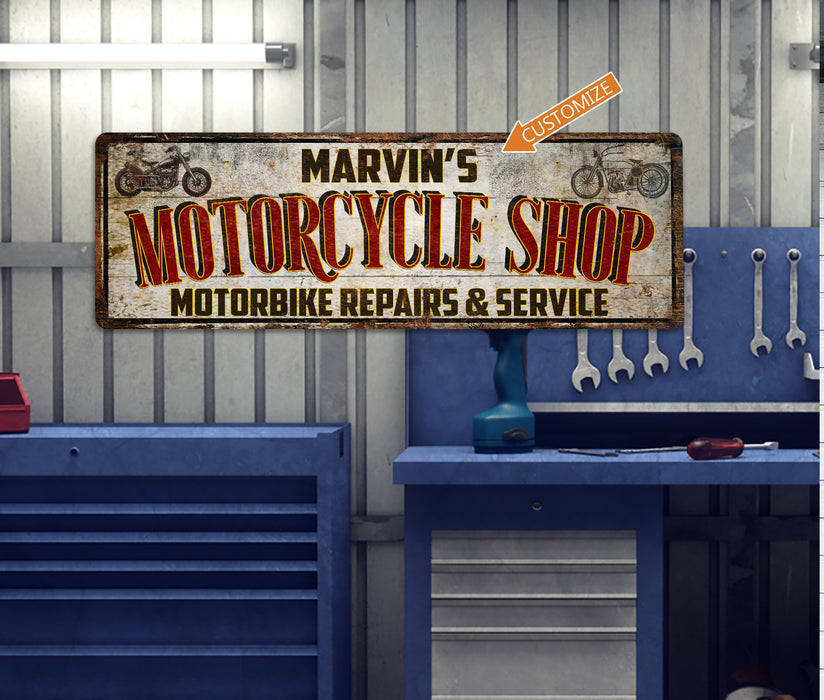 Personalized Motorcycle Shop Garage Sign Mechanic Repair Motorbike 106182002008