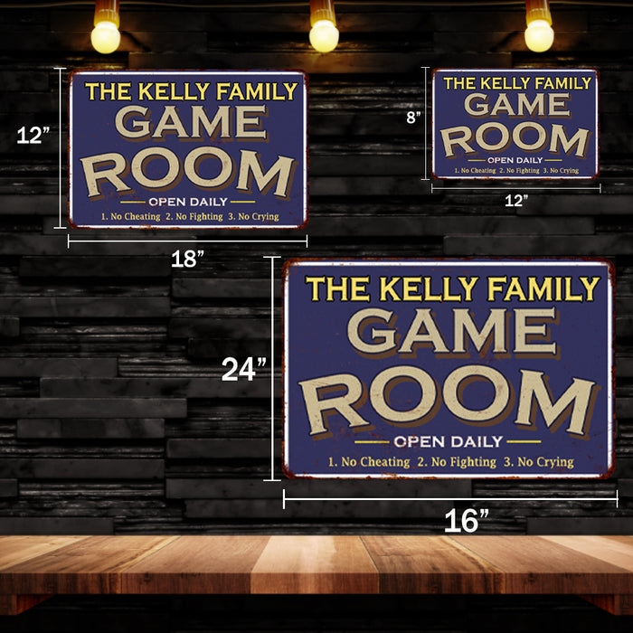 Personalized Blue Game Room Sign Metal Wall Decor Sign 108120002001
