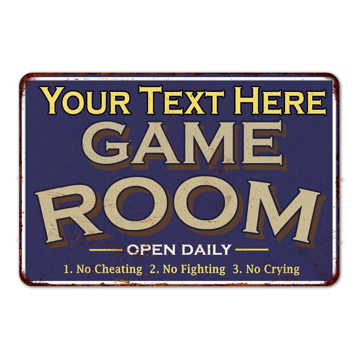 Personalized Blue Game Room Sign Metal Wall Decor Sign 108120002001