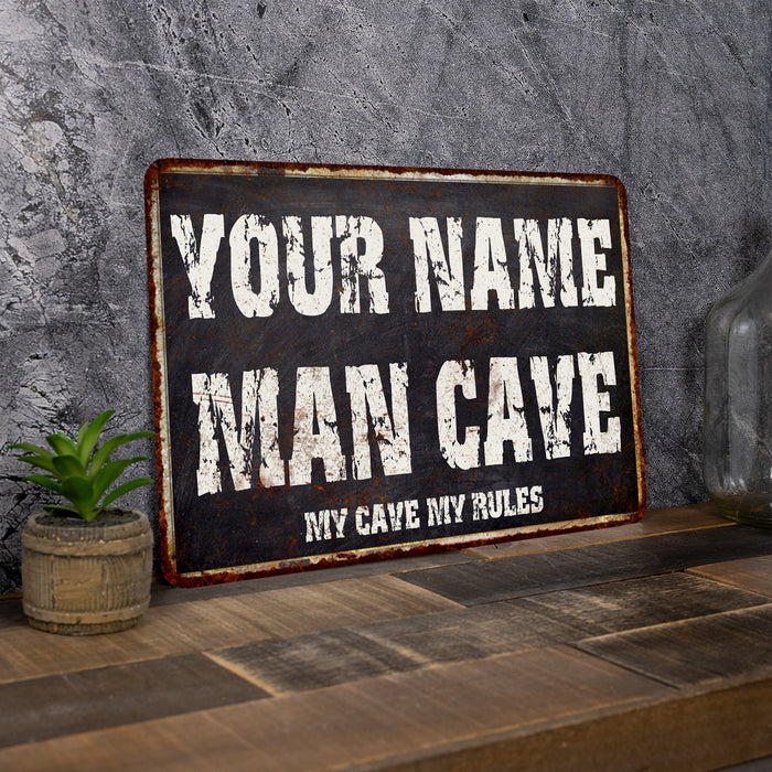 Personalized Man Cave Black Grunge Sign Home Decor Gift Cave Funny 108120004001