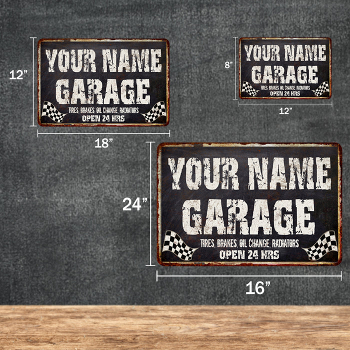 Personalized Garage Black Grunge Sign Wall Decor Gift 108120005001