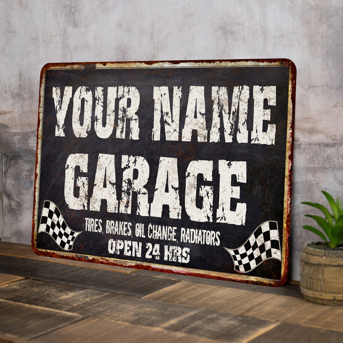 Personalized Garage Black Grunge Sign Wall Decor Gift 108120005001
