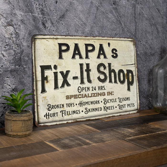Personalized Fix-It Shop Sign Grandpa Dad Wall Decor Gift Man Cave Metal 108120006001