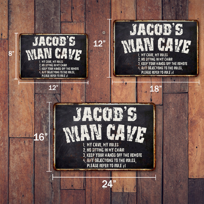 Personalized Man Cave Rules Black Grunge Sign Home Decor Gift Cave Funny 108120007001