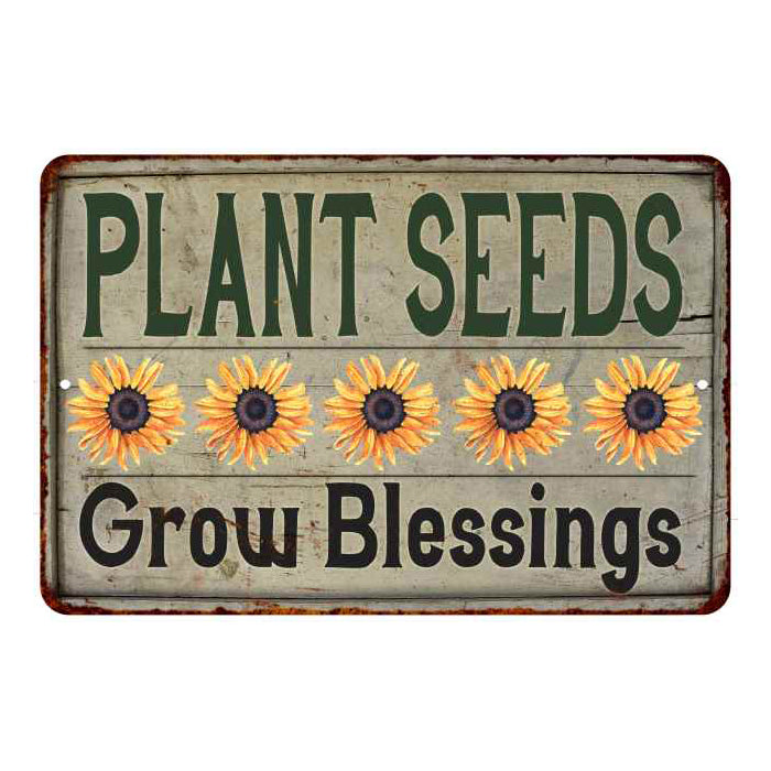 Plant Seeds Grow Blessings Vintage Look Garden Chic 8x22 Metal Sign 108120020039