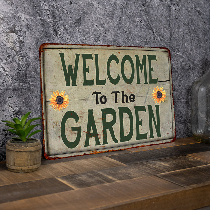 Welcome to the Garden Vintage Look Garden Chic Metal Sign 108120020041