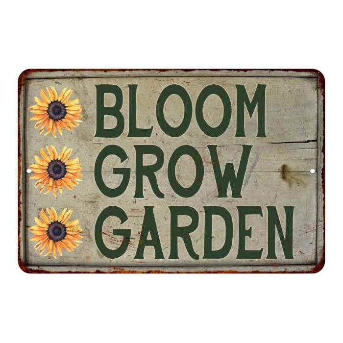 Bloom Grow Garden Vintage Look Garden Chic 8x22 Metal Sign 108120020049